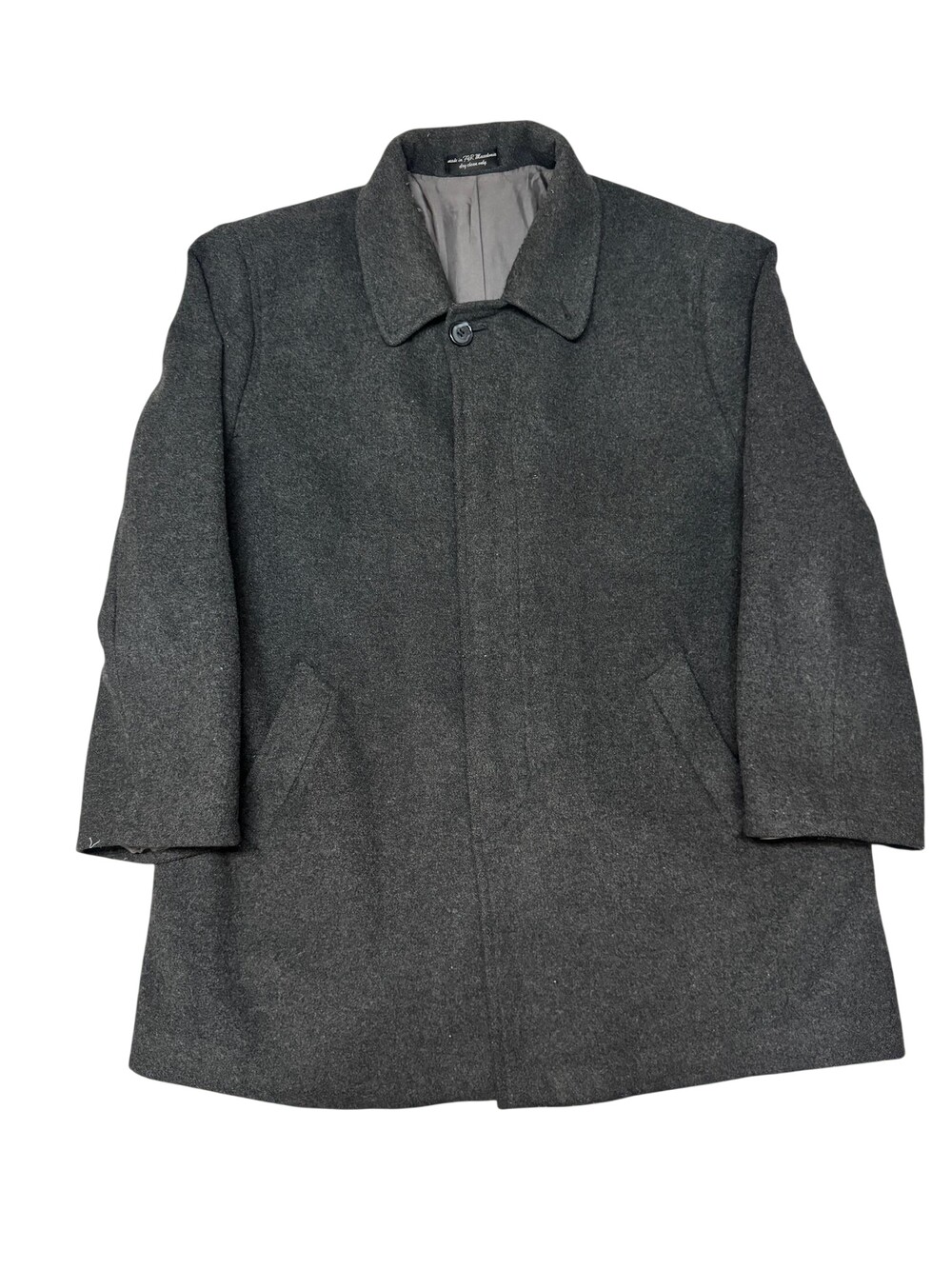 Andrew Fezza Overcoat Mens 48 Gray Cashmere Blend Wool Single Breasted